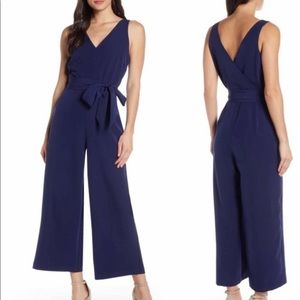 NEW Sam Edelman navy wide-leg cropped jumpsuit